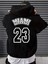 Siyah Miami 23 Baskılı Oversize Kapuşonlu Erkek Sweatshirt 1