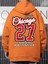 Turuncu Chicago 27 Baskılı Oversize Kapüşonlu Erkek Sweatshirt 2