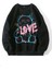 Unisex Siyah Love Bisiklet Yaka Baskılı Oversize Sweatshirt 1