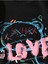 Unisex Siyah Love Bisiklet Yaka Baskılı Oversize Sweatshirt 2