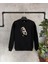 Siyah Heykel Baskılı Oversize Bisiklet Yaka Erkek Sweatshirt 1