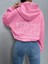 Pembe Nothing Baskılı Oversize Kapüşonlu Unisex Sweatshirt 1