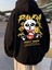 Siyah Lovely Panda Baskılı Oversize Kapüşonlu Erkek Sweatshirt 1