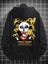 Siyah Lovely Panda Baskılı Oversize Kapüşonlu Erkek Sweatshirt 4