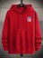 Kırmızı New York Ayı Baskılı Oversize Kapüşonlu Erkek Sweatshirt 2