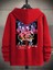 Kırmızı New York Ayı Baskılı Oversize Kapüşonlu Erkek Sweatshirt 4