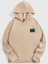 Bej Kare Gülücük Baskılı Oversize Kapüşonlu Erkek Sweatshirt 4