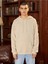 Bej Radiate Baskılı Oversize Kapüşonlu Erkek Sweatshirt 2