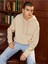 Bej Radiate Baskılı Oversize Kapüşonlu Erkek Sweatshirt 4