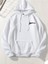 Beyaz Stay Optimistic Baskılı Oversize Kapüşonlu Erkek Sweatshirt 2