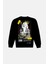 Siyah Marilyn Monroe Baskılı Oversize Erkek Bisiklet Yaka Sweatshirt 1