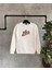 Beyaz Never Give Up Baskılı Oversize Bisiklet Yaka Erkek Sweatshirt 1