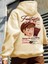 Bej Fantastic Baskılı Oversize Kapüşonlu Erkek Sweatshirt 2