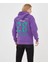 Mor Blossom 28 Baskılı Oversize Kapuşonlu Erkek Sweatshirt 1