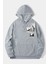 Gri Özgürlük Heykeli Baskılı Oversize Kapuşonlu Erkek Sweatshirt 1
