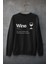 Erkek Siyah Wine Baskılı Oversize Bisiklet Yaka Sweatshirt 1