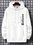 Beyaz Believe Baskılı Oversize Kapüşonlu Erkek Sweatshirt 2