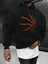 Siyah Basket Topu Baskılı Oversize Kapşonlu Erkek Sweatshirt 1