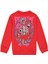 Kırmızı Backintime Baskılı Oversize Erkek Bisiklet Yaka Sweatshirt 1