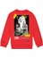 Kırmızı Marilyn Monroe Baskılı Oversize Erkek Bisiklet Yaka Sweatshirt 1