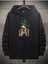 Erkek Siyah Xxx Ayıcık Baskılı Oversize Kapüşonlu Sweatshirt 1