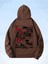 Kahverengi World Legend Baskılı Oversize Kapüşonlu Erkek Sweatshirt 1