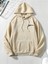 Bej Stay Optimistic Baskılı Oversize Kapüşonlu Erkek Sweatshirt 2