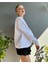 Bebe Mavisi Bear Baskılı Oversize Bisiklet Yaka Kadın Sweatshirt 2
