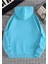 Bebe Mavisi Özgürlük Heykeli Baskılı Oversize Kapuşonlu Erkek Sweatshirt. 2