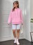 Pembe Love You Baskılı Oversize Kapüşonlu Unisex Sweatshirt 2