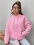 Pembe Love You Baskılı Oversize Kapüşonlu Unisex Sweatshirt 4