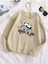Unisex Bej Panda Baskılı Oversize Bisiklet Yaka Sweatshirt 1