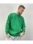 Erkek Yeşil Love Wıth You Baskılı Oversize Bisiklet Yaka Sweatshirt 3