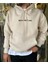 Bej Shall Pass Baskılı Oversize Kapuşonlu Erkek Sweatshirt 1