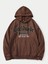 Kahverengi World Wide Yazı Baskılı Oversize Kapüşonlu Erkek Sweatshirt 2