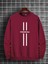Çizgili Freedom Baskılı Bordo Oversize Bisiklet Yaka Sweatshirt 1