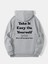 Gri Take It Baskılı Oversize Kapüşonlu Erkek Sweatshirt 1