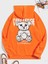 Turuncu Challenge Baskılı Oversize Kapüşonlu Erkek Sweatshirt 1