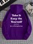 Mor Take It Baskılı Oversize Kapüşonlu Erkek Sweatshirt 1