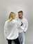 Unisex Beyaz Sun Moon Baskılı Kapşonlu Sevgili Çift Kombini 2'li Set 4