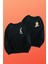 Siyah Bucks Bunny Baskılı Oversize Bisiklet Yaka Sweatshirt Sevgili Kombini 1