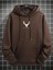 Kahverengi Geyik Baskılı Oversize Kapüşonlu Erkek Sweatshirt 2
