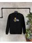 Siyah Ayı Baskılı Oversize Bisiklet Yaka Erkek Sweatshirt 1