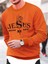 Turuncu Jesus Baskılı Oversize Bisiklet Yaka Erkek Sweatshirt 1