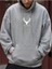 Açık Gri Geyik Baskılı Oversize Kapüşonlu Erkek Sweatshirt 1