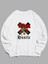 The Hustle Gül Baskılı Beyaz Oversize Bisiklet Yaka Sweatshirt 1