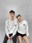 Unisex Beyaz King Baskılı Bisiklet Yaka Sevgili Çift Kombini 2'li Set 2
