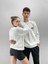Unisex Beyaz King Baskılı Bisiklet Yaka Sevgili Çift Kombini 2'li Set 3