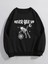 Unisex Siyah Never Gıve Up Baskılı Kapüşonlu Oversize Sweatshirt 1