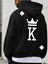 Siyah Maça Papaz Baskılı Oversize Kapüşonlu Erkek Sweatshirt 1
